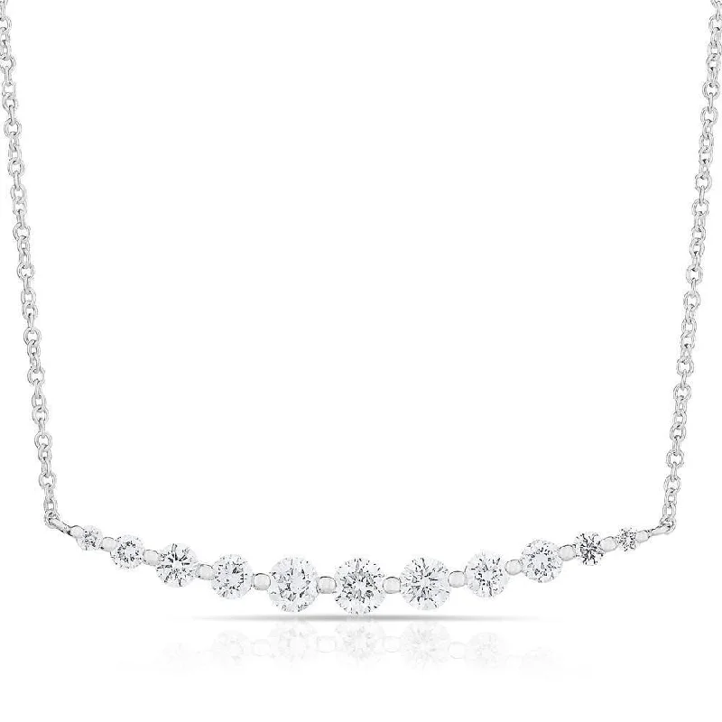 Classic Diamond Necklaces-14K White Gold Solitaire Diamond Graduating Necklace