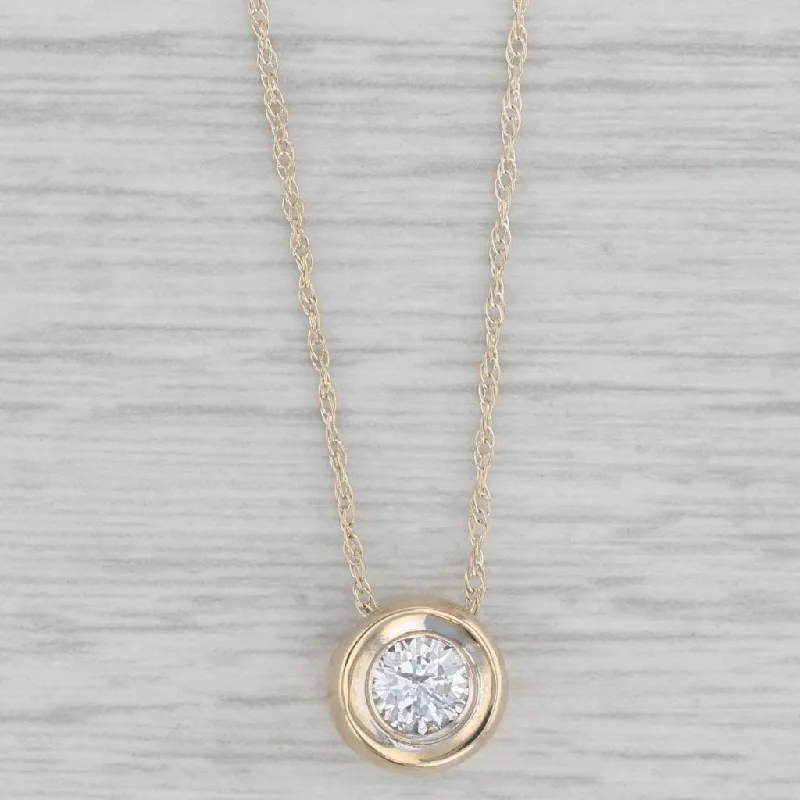 Moonstone Necklaces-0.50ct Diamond Solitaire Pendant Necklace 14k Yellow Gold 18.5" Rope Chain