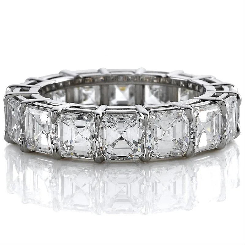 Vintage Gemstone Rings-Asscher Cut Diamond Eternity Band Ring Platinum 7.84 carats