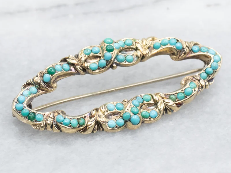 Large Brooch-Lovely Victorian Turquoise Brooch