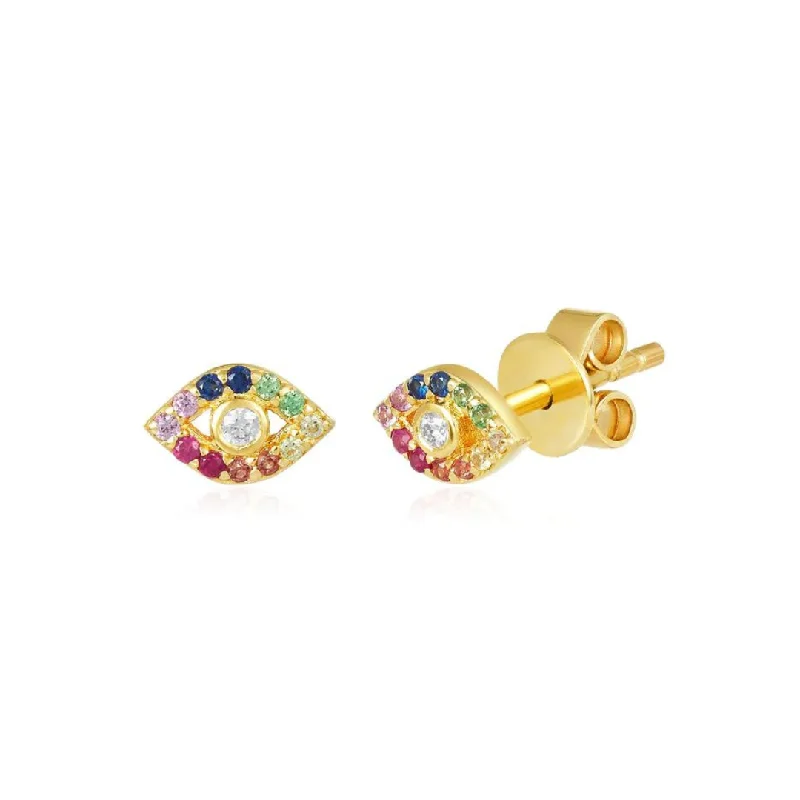 Designer Earrings-Rainbow Evil Eye Stud