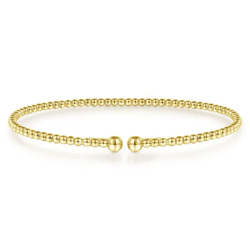 Classic Bangles-Gabriel & Co. - BG4107-62Y4JJJ - Split 14K Yellow Gold Beaded Bujukan Bangle