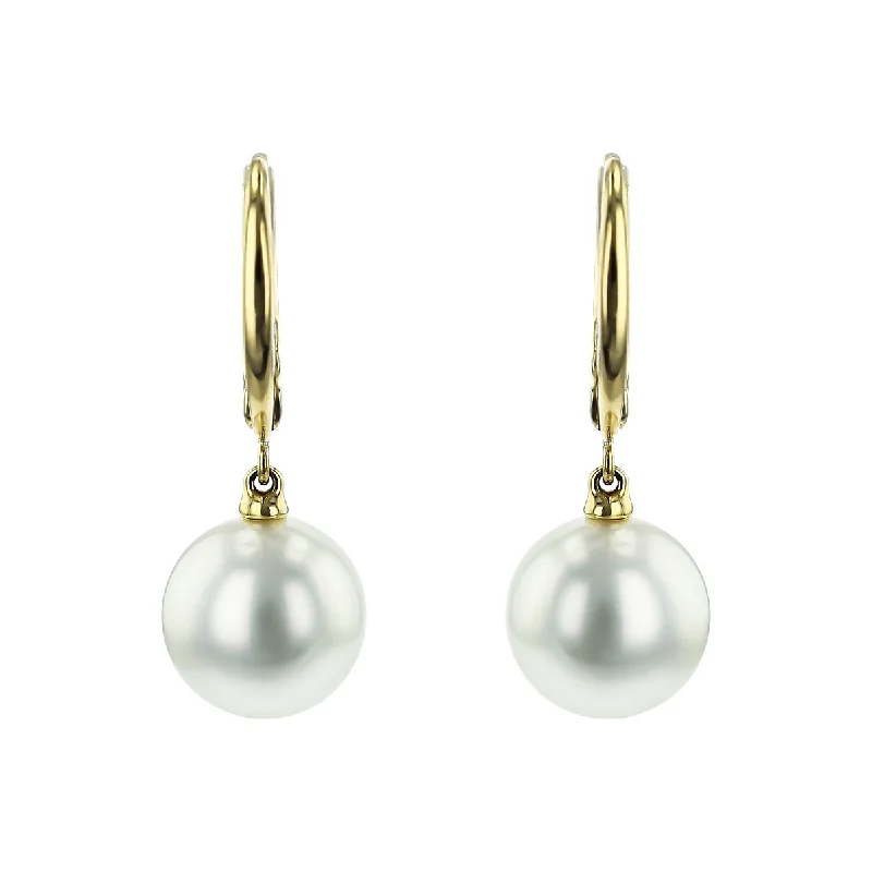 Dangle Earrings-White South Sea Pearl Dangle Earrings