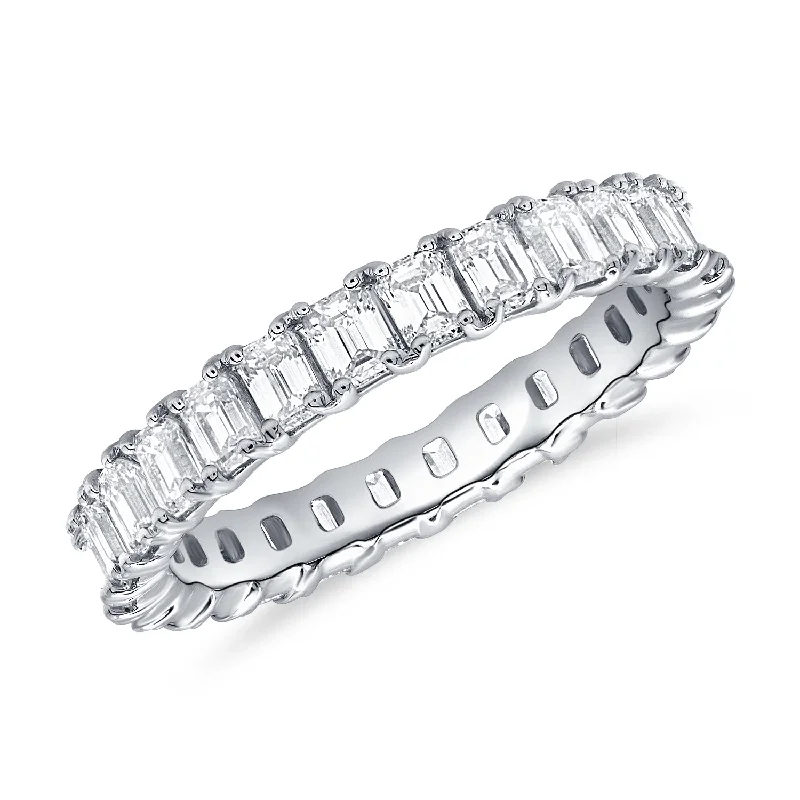 Marquise Cut Rings-Classic Diamond Eternity Ring set with Emerald Cut Diamonds set in 14kt Gold