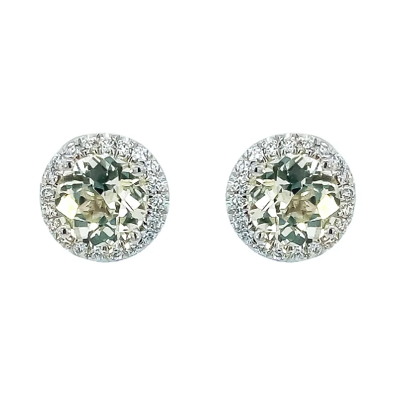 Intricate Earrings-Yellow Sapphire and Diamond Halo Stud Earrings