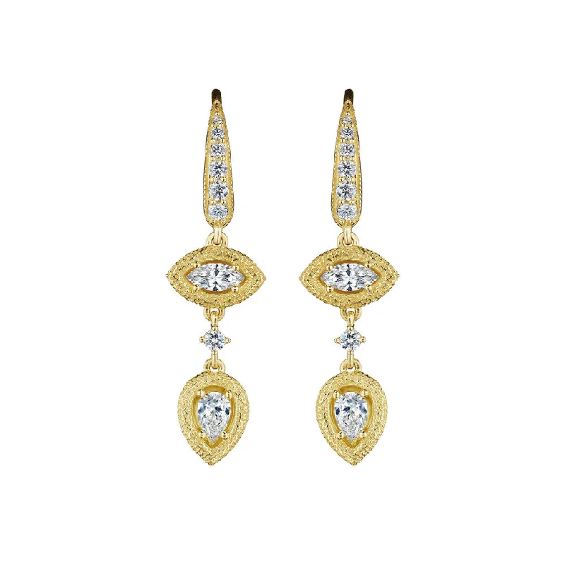 Designer Gold Earrings-Diamond Drop Earrings