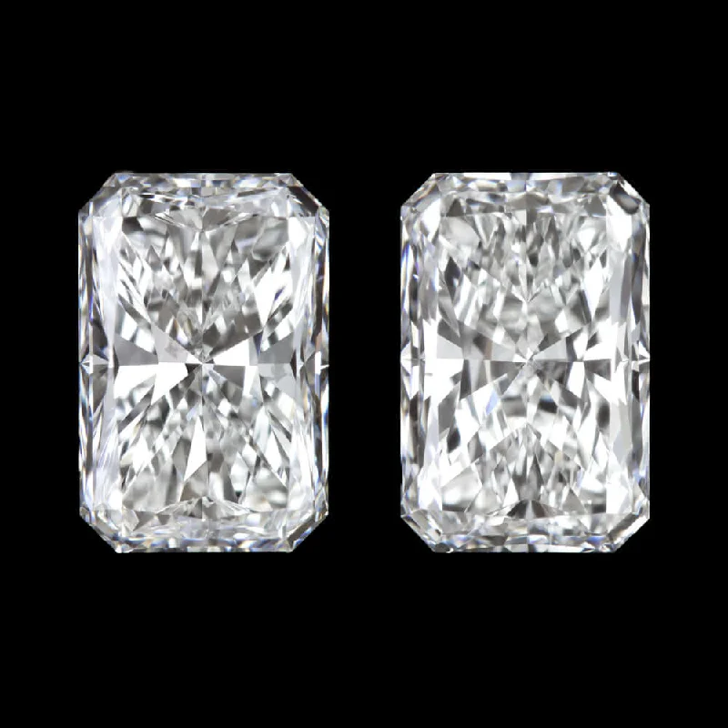 Artistic Gold Earrings-1.83ct GIA CERTIFIED F-G SI1-SI2 RADIANT CUT DIAMOND 7mm LONG STUD EARRINGS PAIR