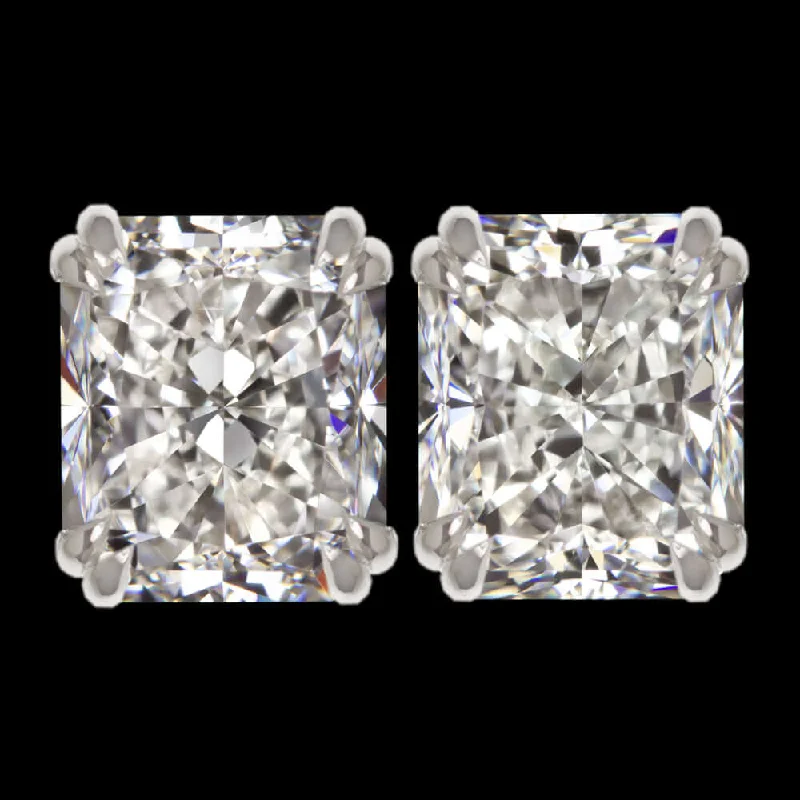 Oversized Earrings-3ct GIA CERTIFIED J VS2-SI1 RADIANT CUT DIAMOND STUD EARRINGS PAIR NATURAL LOOSE