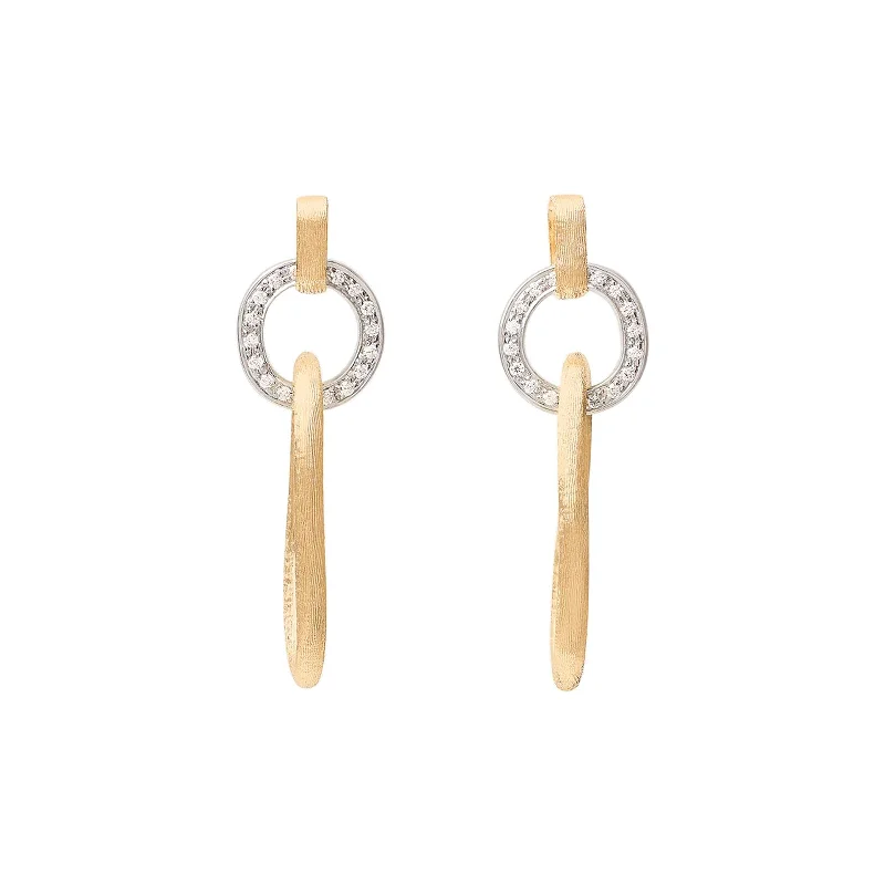 Designer Earrings-Jaipur Flat Link Drop Earrings With Diamonds