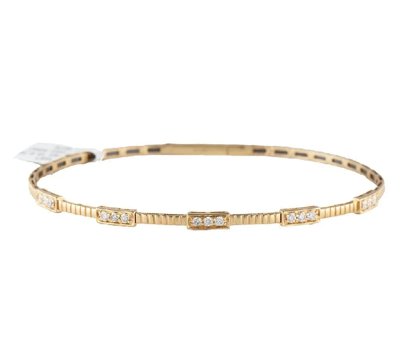 Heavy Gold Bangles-New 0.33ctw Diamond Station Flex Bangle Bracelet in 14K