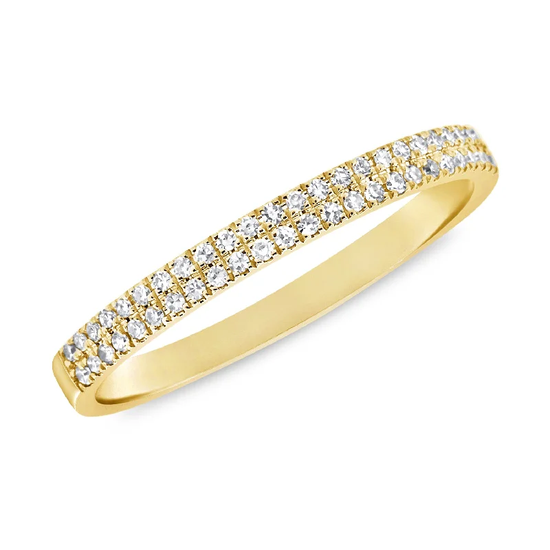 Wedding Bands for Couples-2 Row Pave Diamond Ring made in 14K Gold