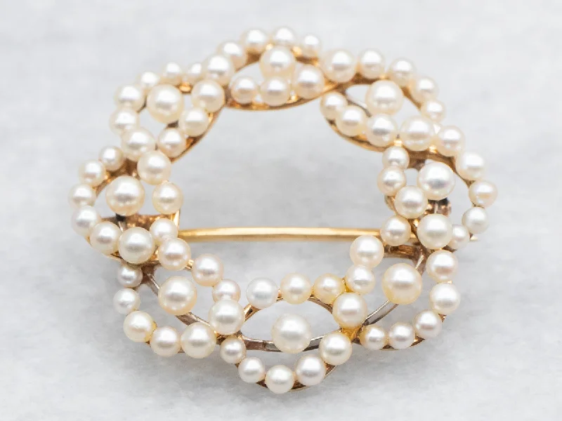 Crystal Brooch-Pearl Wreath Brooch