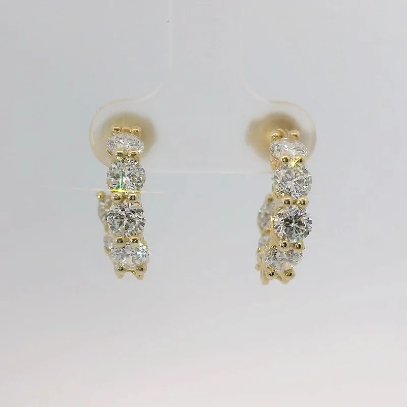 Lightweight Earrings-14K Yellow Gold Diamond Hoop Earrings