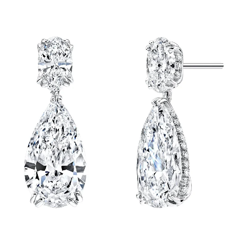 Round Earrings-The Vault Pear Shaped Diamond Halo Dangle Earrings