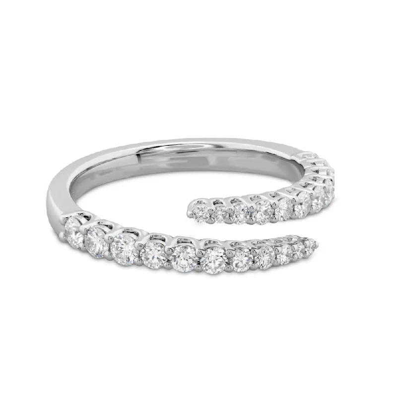 Halo Rings-Memoire 18K White Gold Identity Right Hand Bypass Ring