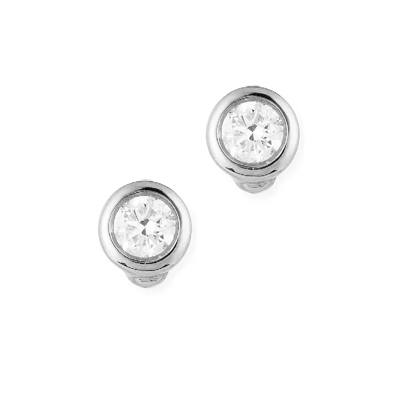 Wire Earrings-Tiny Treasures 0.10Ct Diamond Stud Earrings in 18K White Gold