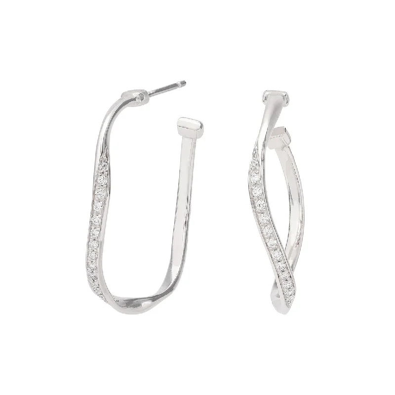 Party Earrings-Marrakech 18K White Gold and Diamond Hoop Earrings