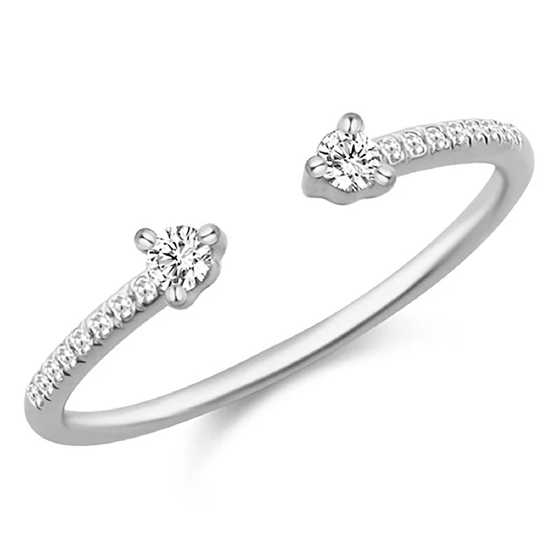 Cushion Cut Rings-Diamond Pave Open Wrap Ring set with White Brilliant Diamonds in 14kt Gold