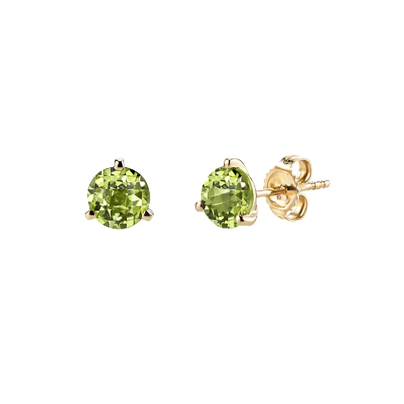 Mixed Metal Earrings-Peridot 14K Yellow Gold Stud Earrings