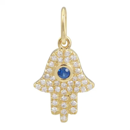 Dainty Necklaces-14K Yellow Gold Hamsa Diamond Necklace Charm