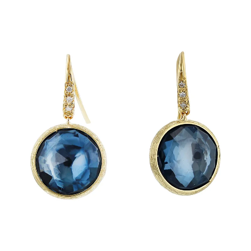 Unique Gemstone Earrings-London Blue Topaz and Diamond Small Drop Earrings