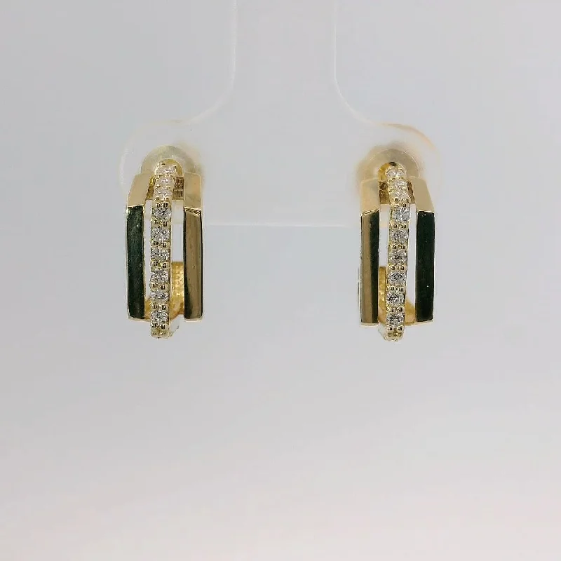 Fashion-Forward Earrings-14k Yellow Gold Diamond Earrings