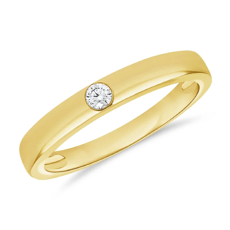 Antique Rings-Single Stone Solitaire White Brilliant Diamond Band set in 14kt Gold