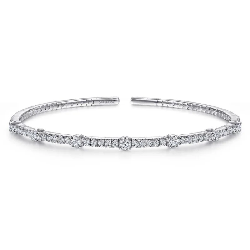 Stackable Silver Bangles-Gabriel & Co. - BG4430-65W45JJ - 14K White Gold Diamond Bangle