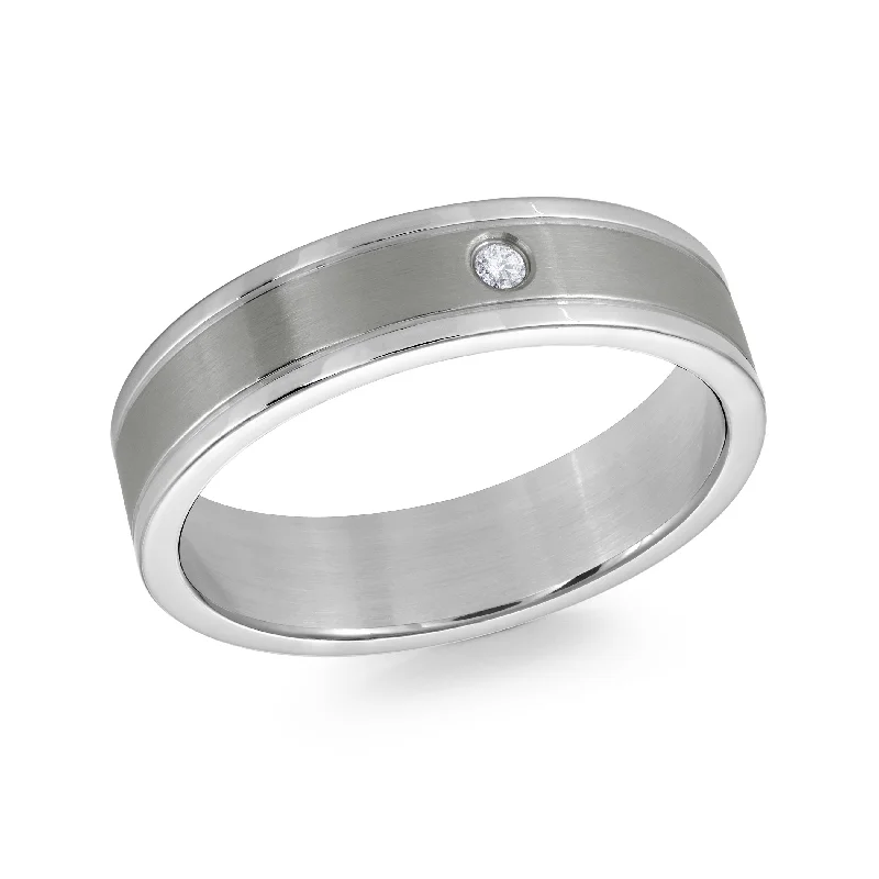 Personalized Wedding Rings-White CZ Stainless Steel Ring