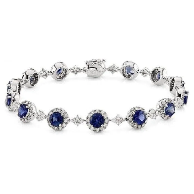 Crystal Beaded Bracelets-18ct White Gold 14 Sapphire & 224 Diamond Bracelet