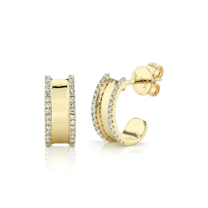 Elegant Gold Earrings-Diamond Border Huggies