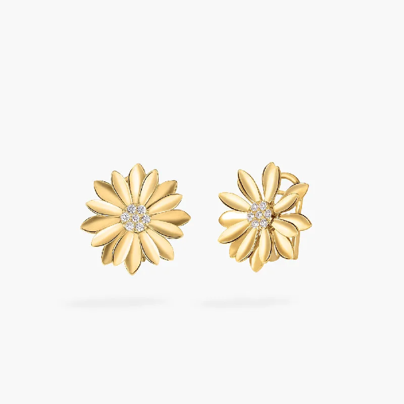 Red Earrings-Margherita Diamond Stud Earrings in 18K Yellow Gold