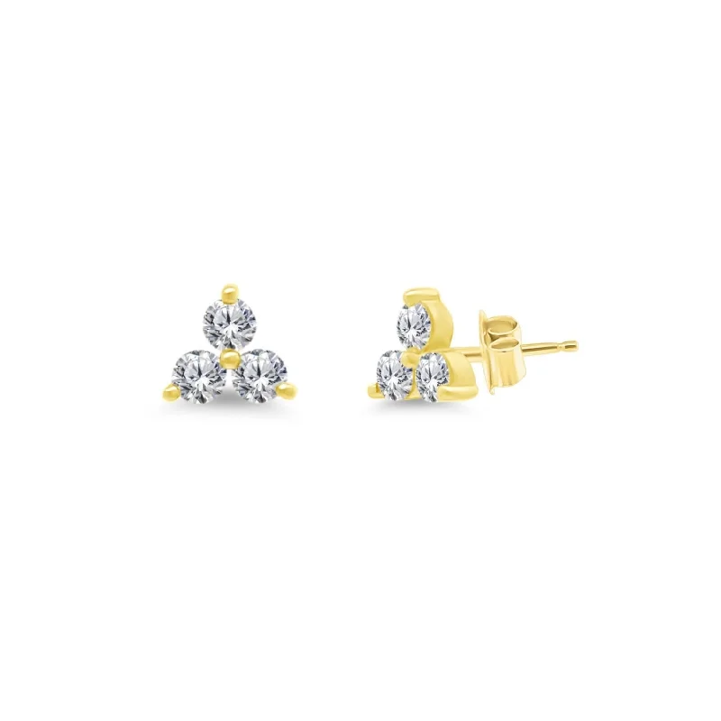 Opal Earrings-Diamond Trio Studs