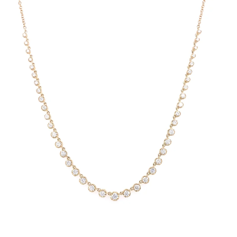 Simple Pendant Necklaces-14K Yellow Gold Diamond Graduating Necklace