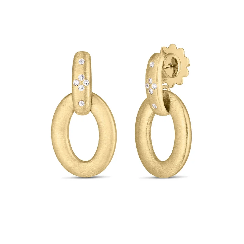 Luxury Stud Earrings-0.10ct Diamond Duchessa Small Door Knocker Earrings in 18K Yellow Gold