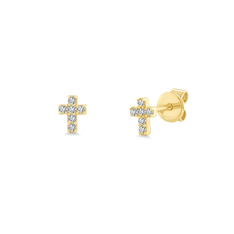 Artistic Stud Earrings-Mini Pave Cross Stud