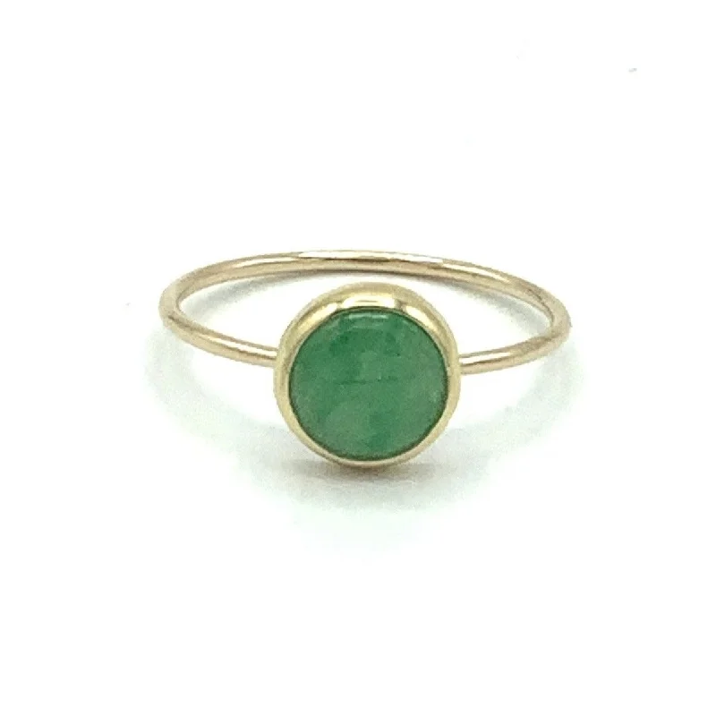 Ring for Proposal-Grassy Green Jade on a Golden Band