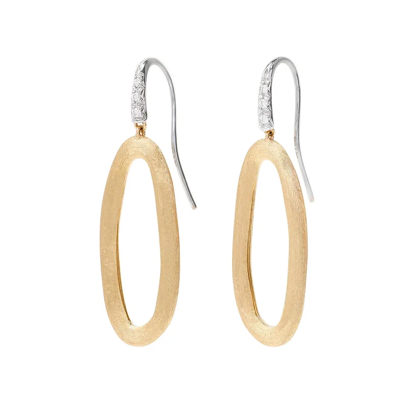 Chic Earrings-Jaipur Oval Link Diamond Hook Earrings