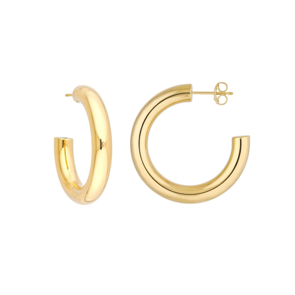 Diamond Drop Earrings-Open Gold Tube Hoops