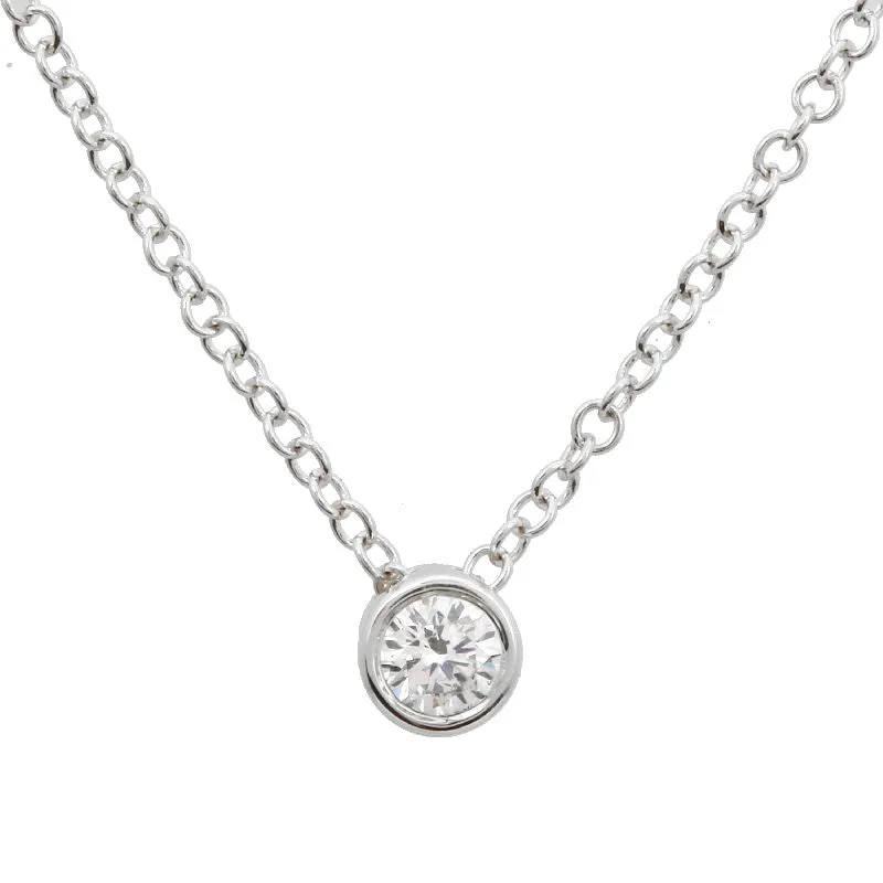 Statement Necklaces-14K White Gold Bezeled Diamond Necklace