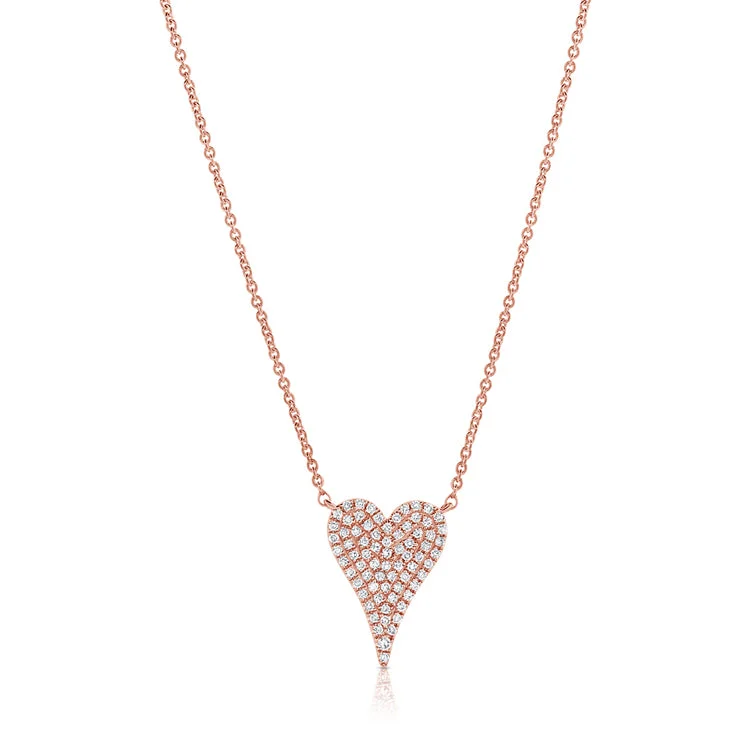 Layered Chain Necklaces-14K Rose Gold Diamond Heart Necklace