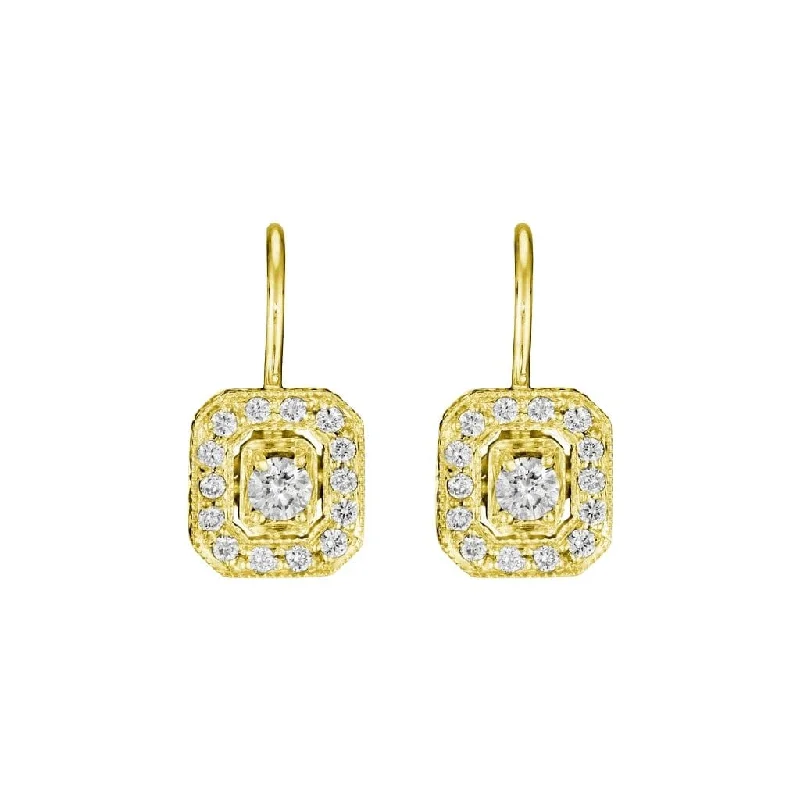 Elegant Diamond Earrings-Classic Emerald Shape Earrings