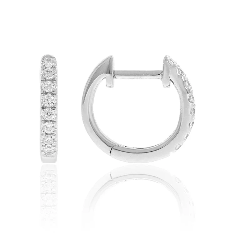 Classic Earrings-Luvente 14k Diamond Hoop Earrings E02761