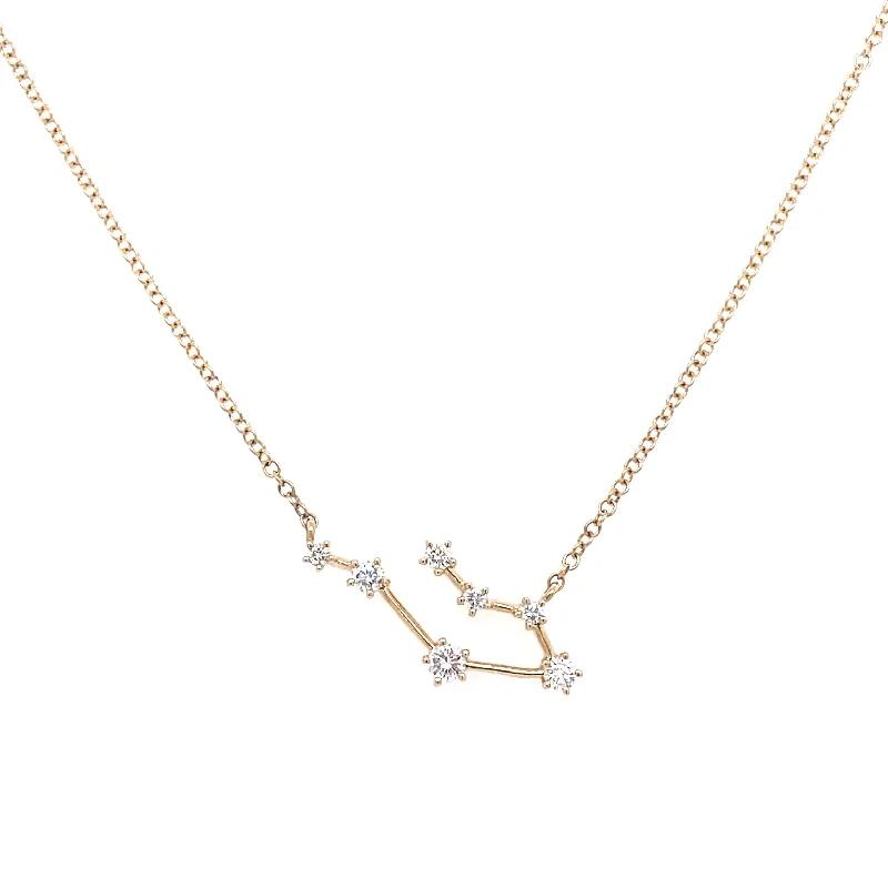 Fashion Pendant Necklaces-14K Yellow Gold Diamond Constellation Necklace: Gemini (Large)