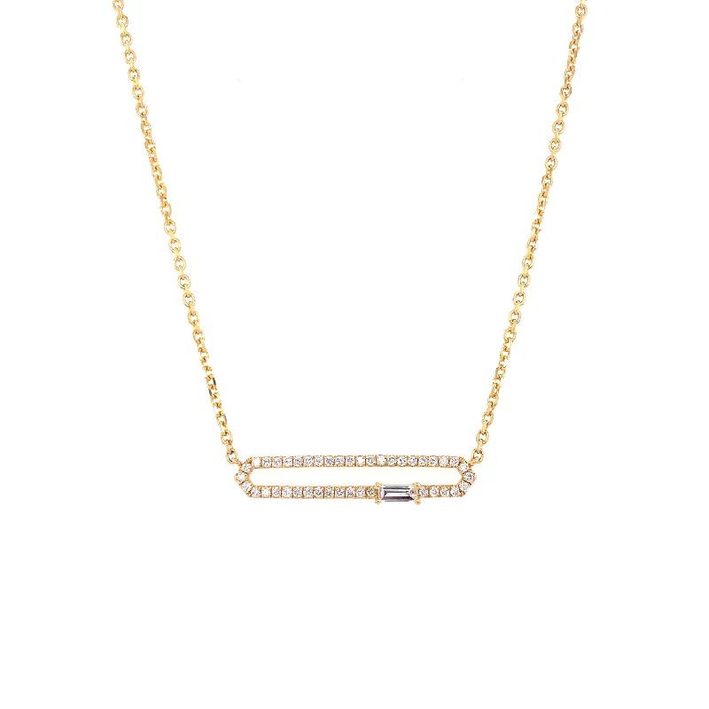 Antique Necklaces-18K Yellow Gold Diamond Open Bar Adjustable Necklace