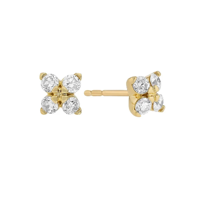 Interlocking Earrings-Love in Verona Flower Small Stud Earrings in Yellow Gold