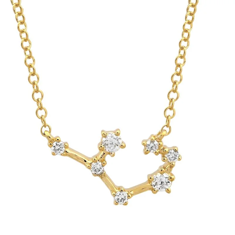 Art Deco Necklaces-14k Yellow Gold Diamond Sagittarius Constellation Necklace