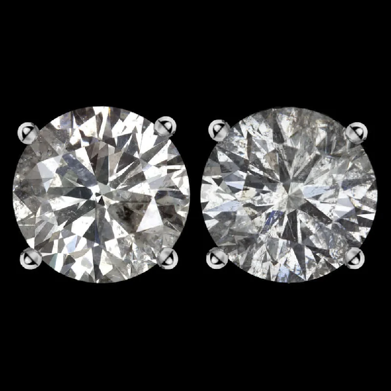 Natural Earrings-2 CARAT VERY GOOD CUT NATURAL DIAMOND STUD EARRINGS MATCHING PAIR ROUND CLASSIC