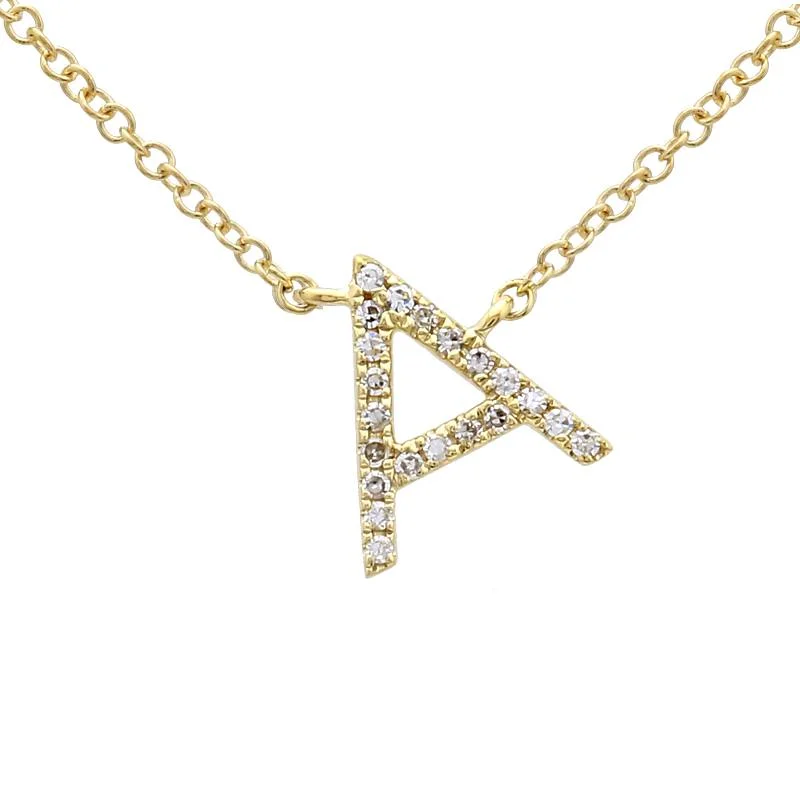 Luxury Emerald Necklaces-14K Yellow Gold Slanted Initial Diamond Necklace