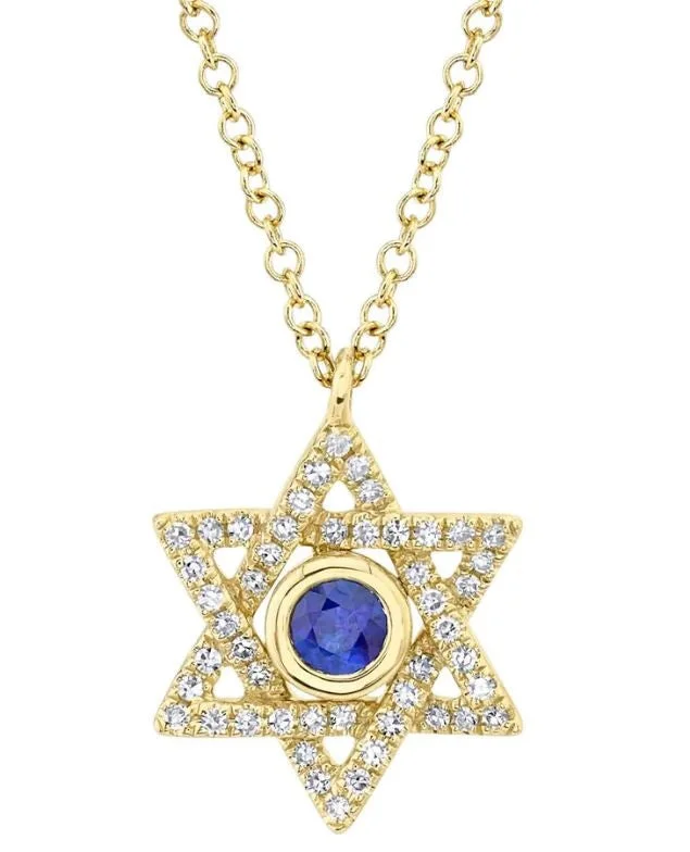 Elegant Necklaces-14k Yellow Gold Star of David Necklace